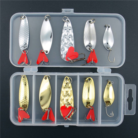 Mixed Colors Fishing Lures Spoon Bait Metal Lure Kit